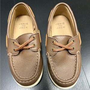 Janie and Jack Boy Tan Leather Boat Shoes🤎
